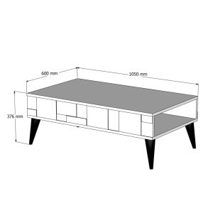 Coffee table Warm Marble Luxury melamine in walnut color and white marble Hm9504,03
