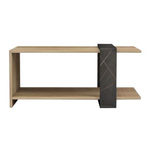 Coffee table Wilma Hm8950,12 made of melamine, black marble/natural color, 80χ50χ35hcm