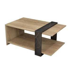 Coffee table Wilma Hm8950,12 made of melamine, black marble/natural color, 80χ50χ35hcm