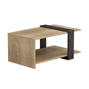 Coffee table Wilma Hm8950,12 made of melamine, black marble/natural color, 80χ50χ35hcm