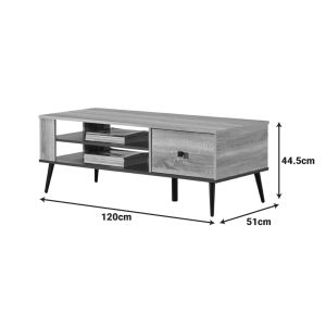 Coffee table Zezan in Sonoma-dark gray 120x51x44.5cm