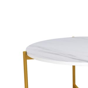 Coffee table for living room Aisle melamine color white marble-golden metal D80x45cm