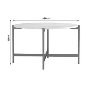 Coffee table for living room Aisle melamine color white marble-golden metal D80x45cm