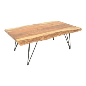 Coffee table Miles Industrial solid acacia wood in natural shade 115x69x41cm