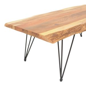 Coffee table Miles Industrial solid acacia wood in natural shade 115x69x41cm