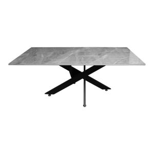 Coffee table stone with gray ceramic surface and black metal legs 120x60x45cm