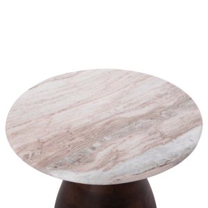 Coffee table round Maled Hm18003 white marble-mango wood Φ40x40.5hcm.