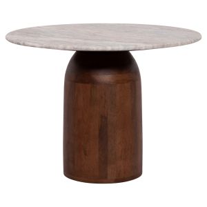 Coffee table round Maled μ18002 gray marble-mango wood Φ60x44.5hcm.