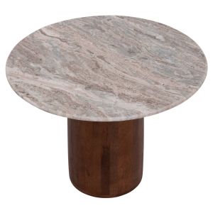 Coffee table round Maled μ18002 gray marble-mango wood Φ60x44.5hcm.