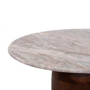 Coffee table round Maled μ18002 gray marble-mango wood Φ60x44.5hcm.