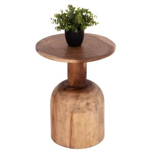 Round coffee table Pumbe Hm9891.11 solid Suar wood in natural color Φ40x50hcm.