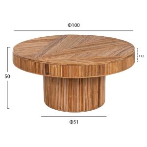 Coffee table round natural rattan in natural color Gatsby D100x50cm Hm9651