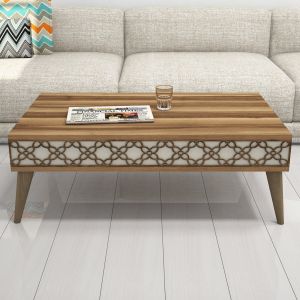 Coffee table melamine in walnut and beige color Hm9499,03
