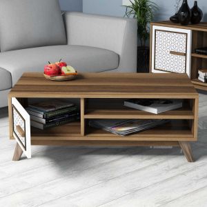 Coffee table melamine in walnut and white Hm9497,03