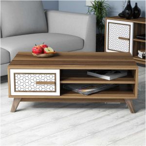 Coffee table melamine in walnut and white Hm9497,03