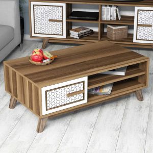Coffee table melamine in walnut and white Hm9497,03