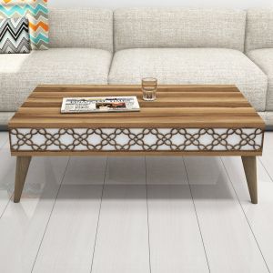 Coffee table melamine in walnut and white Hm9499.04