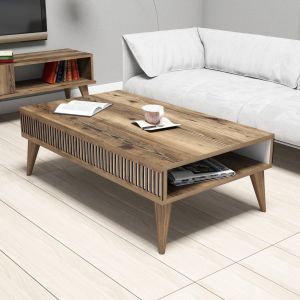 Coffee table melamine in walnut and white Hm9505,01