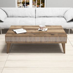 Coffee table melamine in walnut and white Hm9505,01