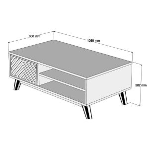 Melamine coffee table with walnut and white cabinet Hm9502.03