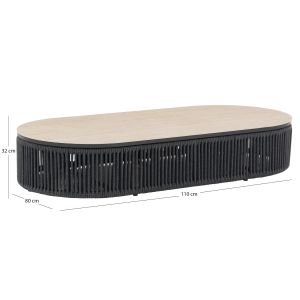 Oval coffee table Augustus Sm6455.01 gray rope - sintered stone slab 175x80x32in
