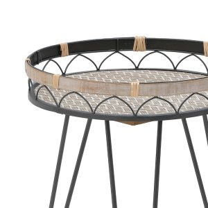 Coffee table tray Erzmo with black metal legs and MDF top D40x56cm