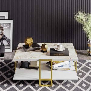 Coffee table with metal frame 91.5x61.5x36.5cm