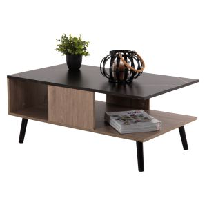 Coffee table with shelf Gunnez Hm9036.21 walnut-black marble 90x54x38.5hcm
