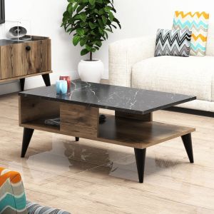Coffee table with black marble effect top Hm9036.01