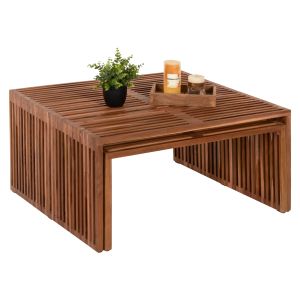 Coffee table set of 2 pcs Hm9546 made of solid teak wood in natural color 86x79x46hcm