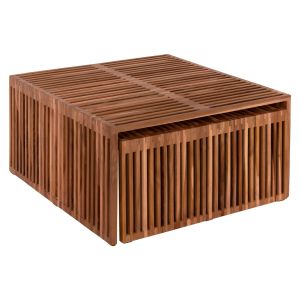 Coffee table set of 2 pcs Hm9546 made of solid teak wood in natural color 86x79x46hcm