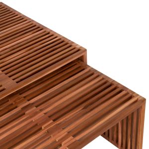 Coffee table set of 2 pcs Hm9546 made of solid teak wood in natural color 86x79x46hcm