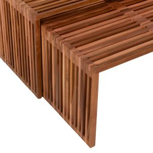 Coffee table set of 2 pcs Hm9546 made of solid teak wood in natural color 86x79x46hcm