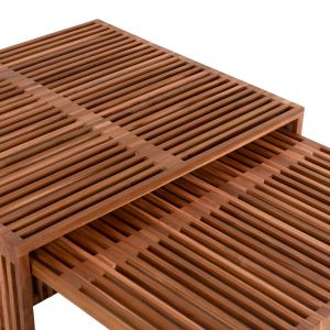 Coffee table set of 2 pcs Hm9546 made of solid teak wood in natural color 86x79x46hcm