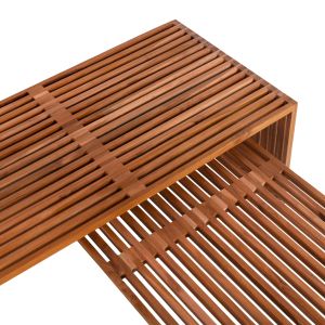 Coffee table set of 2 pcs Hm9548 made of solid teak wood in natural color 116x60x46.5hcm