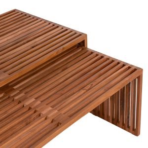 Coffee table set of 2 pcs Hm9548 made of solid teak wood in natural color 116x60x46.5hcm