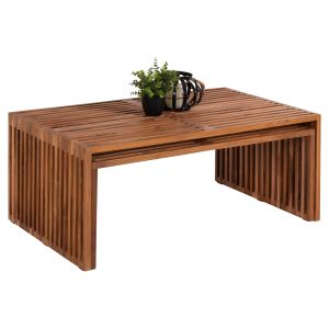 Coffee table set of 2 pcs Hm9548 made of solid teak wood in natural color 116x60x46.5hcm