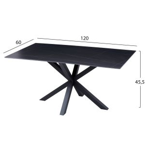 Coffee table black metal leg and technical stone top Hm9470,04 Black Marble 120x60x45,5hcm