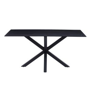 Coffee table black metal leg and technical stone top Hm9470,04 Black Marble 120x60x45,5hcm