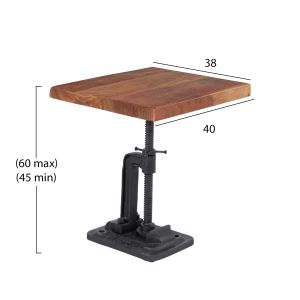 Coffee table, acacia solid wood top, metal leg- screw- industrial 40x38x45-60