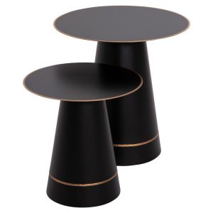 Coffee tables 2pcs Balli Hm9996 round metal in black and copper D50 &amp;amp;amp; D40 Cm