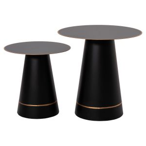 Coffee tables 2pcs Balli Hm9996 round metal in black and copper D50 &amp;amp;amp; D40 Cm