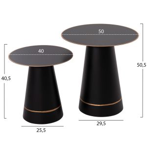 Coffee tables 2pcs Balli Hm9996 round metal in black and copper D50 &amp;amp;amp; D40 Cm