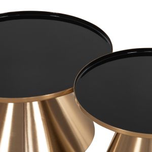 Coffee tables 2 pcs Lorme metal in black enamel and copper base D50xd40 cm Hm9923