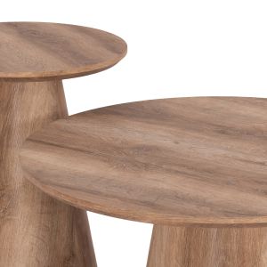 Coffee tables 2pcs set Karan Hm21085 MDF in natural wood color φ80cm &amp;amp;amp; φ45cm