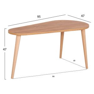 Coffee tables 2pcs, Aprilia, 03 melamine in natural and white marble-wooden legs in natural 94x47x47.5hcm Hm18179