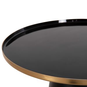 Coffee tables 2pcs, Beng enamel lacquer metal top-matt base-black D50xd40cm Hm9920