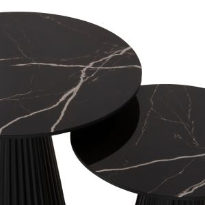 Coffee tables 2pcs, metal bases metal X ceramic top-black D56xd43 Cm Hm9926