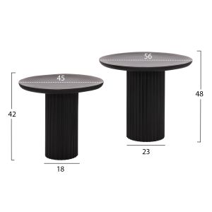 Coffee tables 2 pcs. Elaf Hm9999 mango wood solid - black metal base