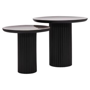 Coffee tables 2 pcs. Elaf Hm9999 mango wood solid - black metal base